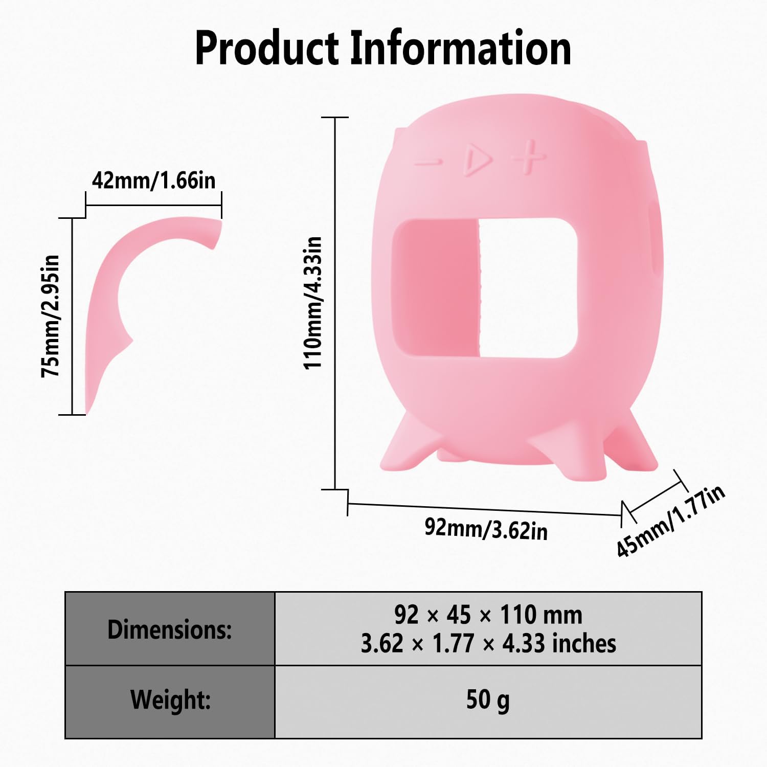 Geiomoo Silicone Carrying Case for JBL Clip 5, Protective Portable Scratch Shock Resistant Cover (Pink) - Image 3