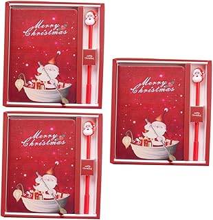 BESTOYARD Bloco De Notas Escrevendo 3 Conjuntos De Caderno Capa Dura Caderno Espiral De Natal Caderno De Escrita Bloco De Notas De Natal Caderno De Natal Diário Caderno De