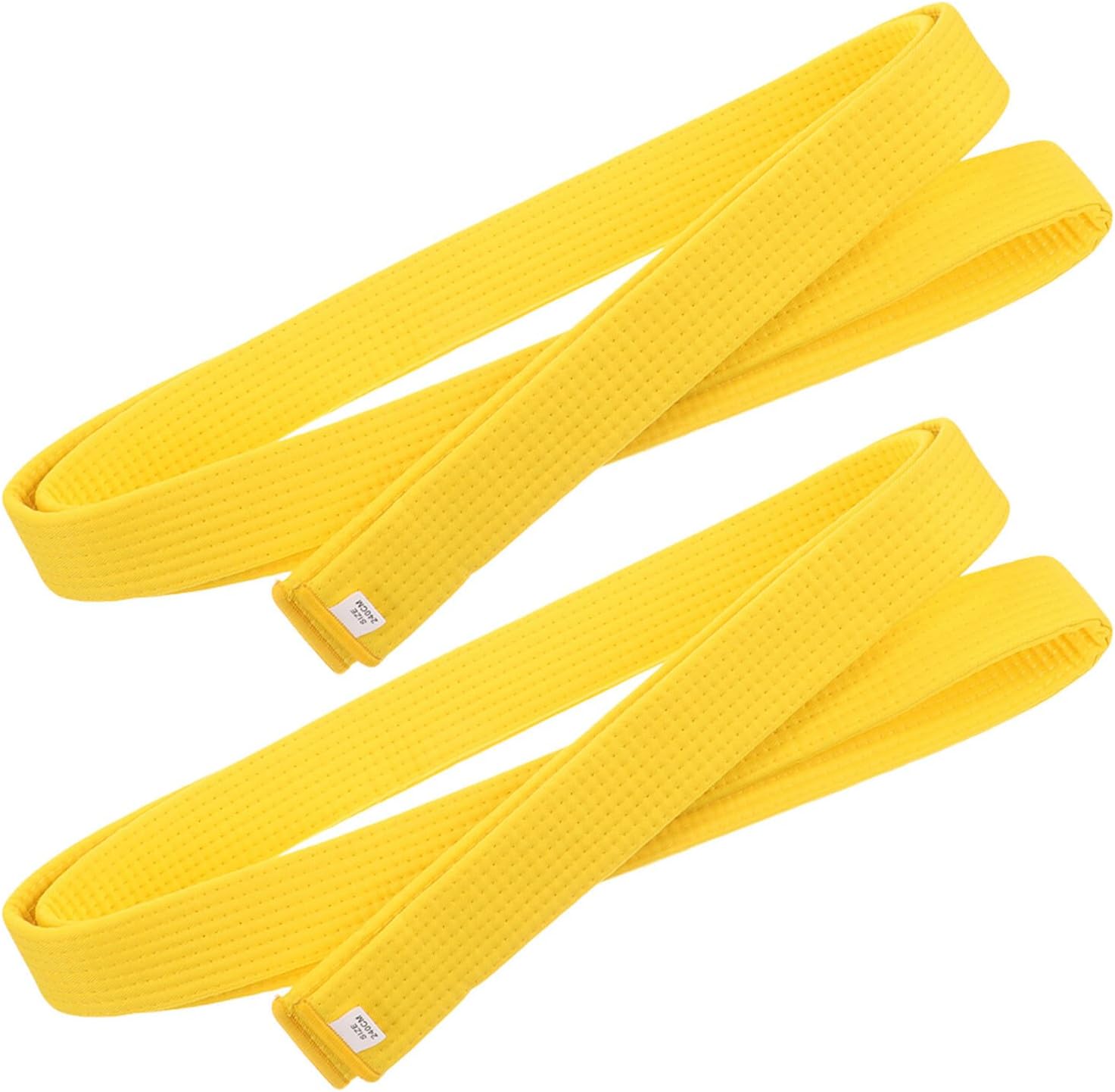 TEHAUX 2pcs Taekwondo Belt Yellow 260cm Martial Arts Training Waist Wrap Adult Karate Boxing Equipment Uniform Accessory