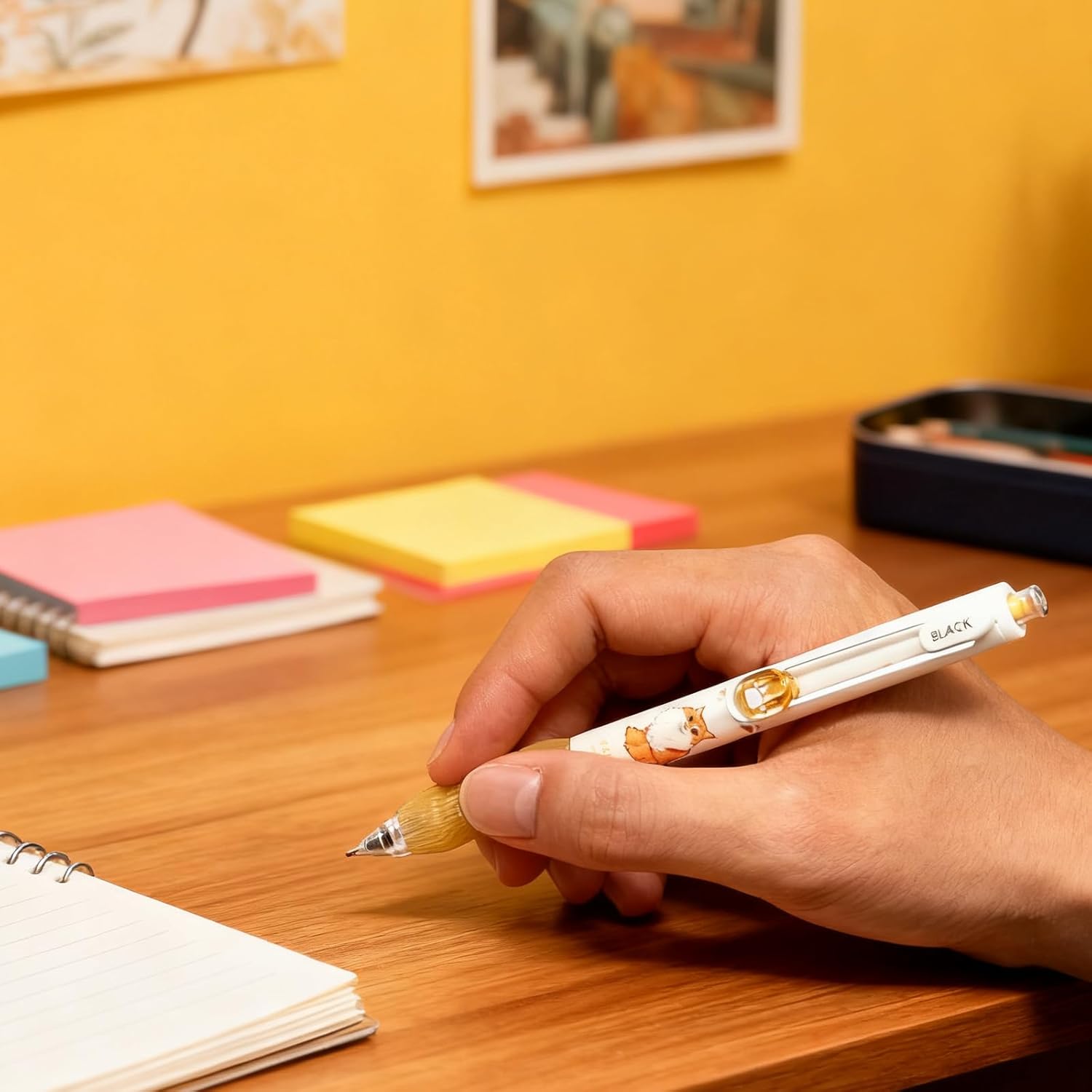 Cute Cat Pens Set Premium 0.5mm, Retractable Kawaii Cat Kitty Pen with Paw Print Clip, Smooth Writing, Black Ink, for Cat Lovers, School Office Stationery, Set of 8 Pcs, Cat - Image 5