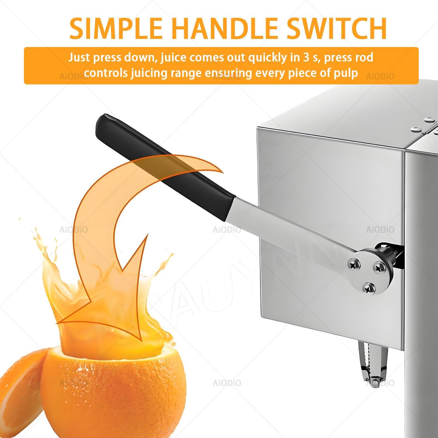 Electric Orange Juicer Squeezer,Stainless Steel Citrus Squeezer ，With 3 Machine Heads，With Non -Slip Feet,Easy To Squeeze In 3 Seconds, Easy To Clean