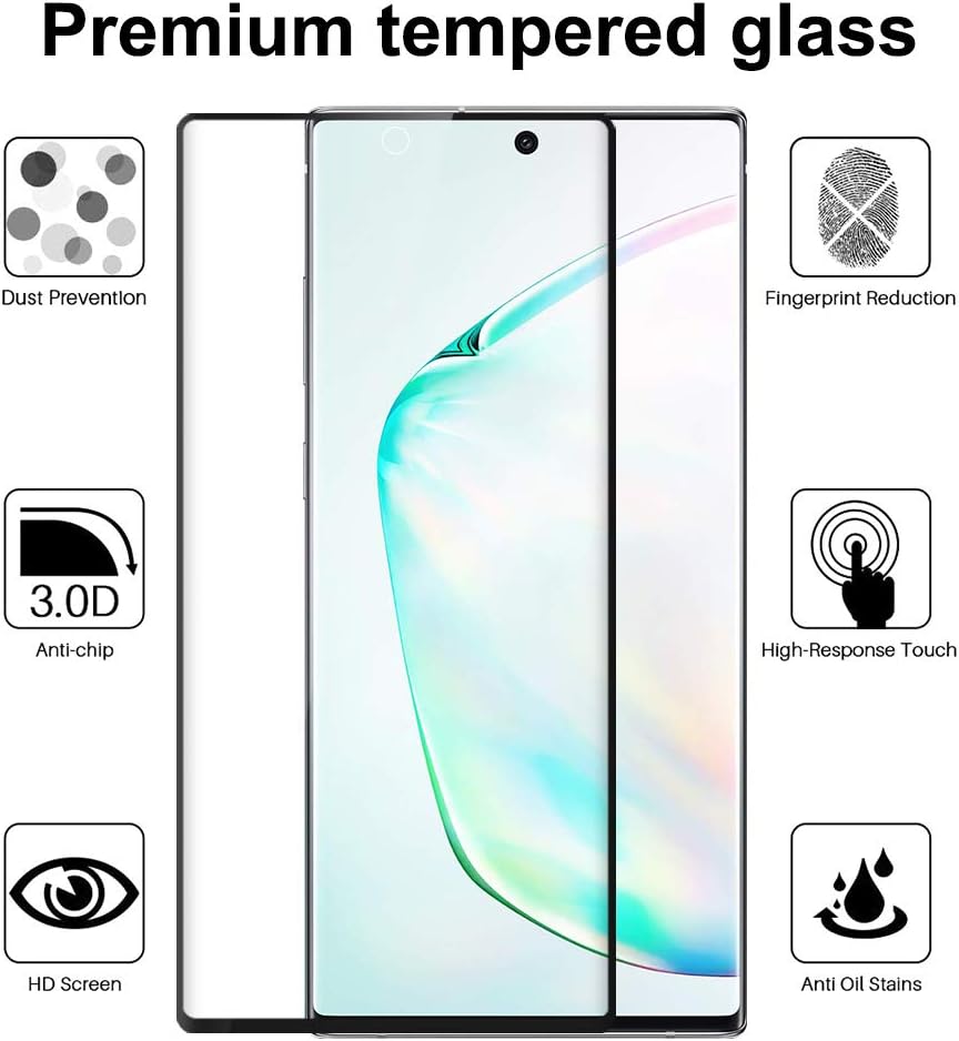 Compatible for Galaxy Note 10 screen protector,Full coverage No Bubble 9H Hard Tempered Glass Screen Protector Compatible Samsung Galaxy Note 10 5G [2-Packs]