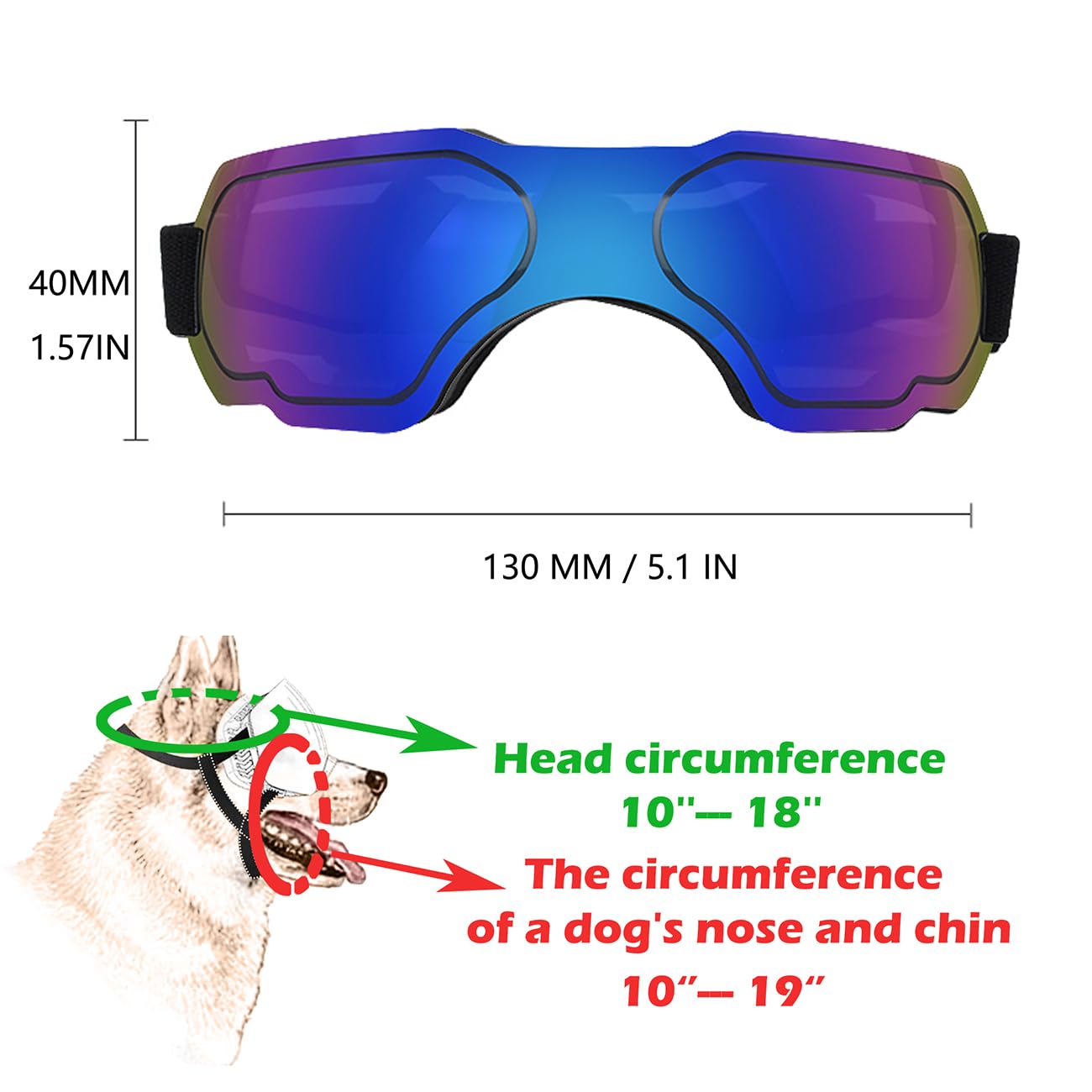 Medium Dog Sunglasses with Adjustable Strap UV Protection, Suitable for Dogs Eye Protection, Irregular style-Blue - Image 3