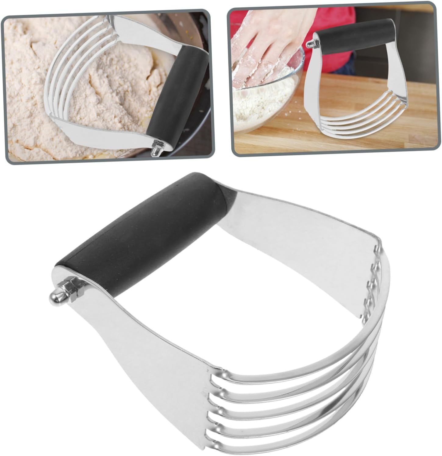 Heavy Duty Stainless Steel Dough Blender with Efficient Cutting Blades and Built-in Scraper Professional Pastry Dough Cutter and Flour Mixing Tool for Baking and Kitchen Use