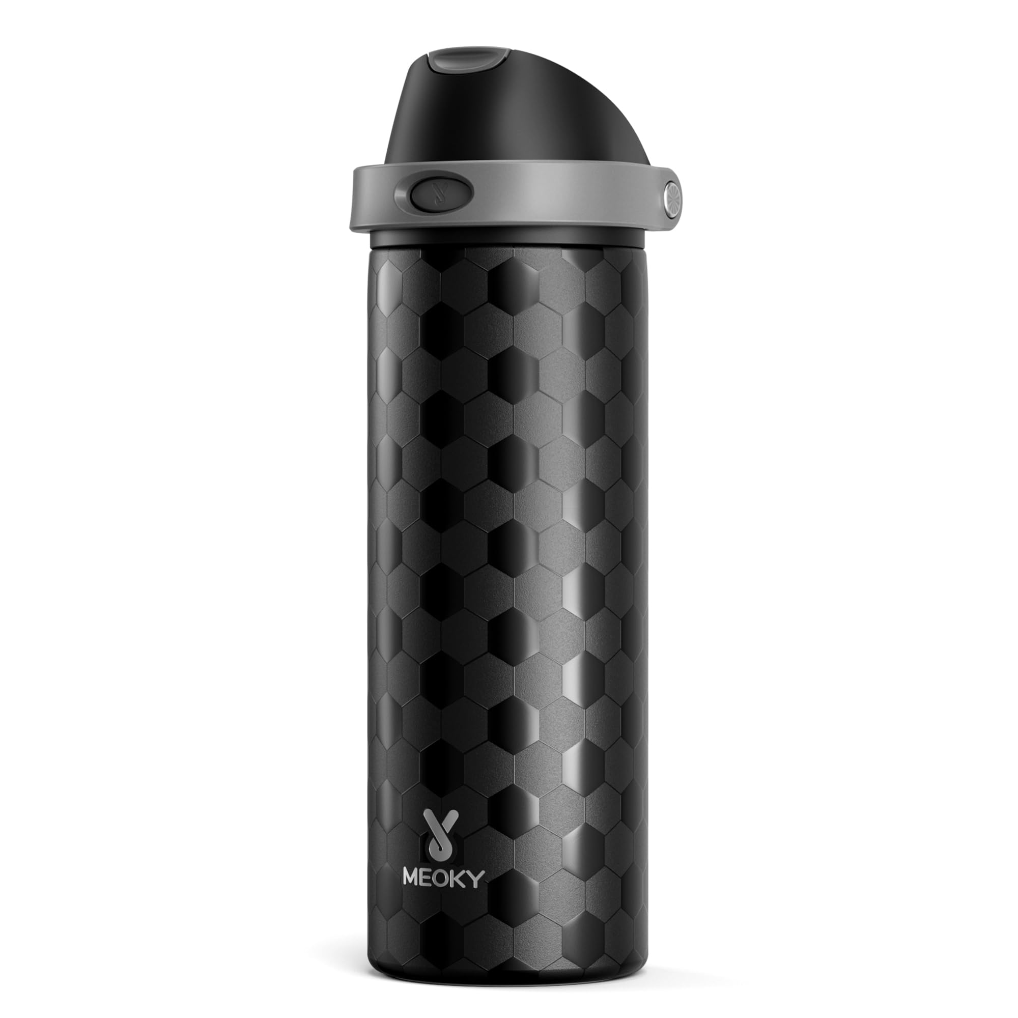 24 oz Insulated Water Bottle for Sports: Meoky Stainless Steel Soccer Water Bottle with 2-in-1 Lid - Leak Proof, Cold for 24 Hours, Fits in Car Cup Holder, Soccer Gifts for Boys Girls, Arena Night
