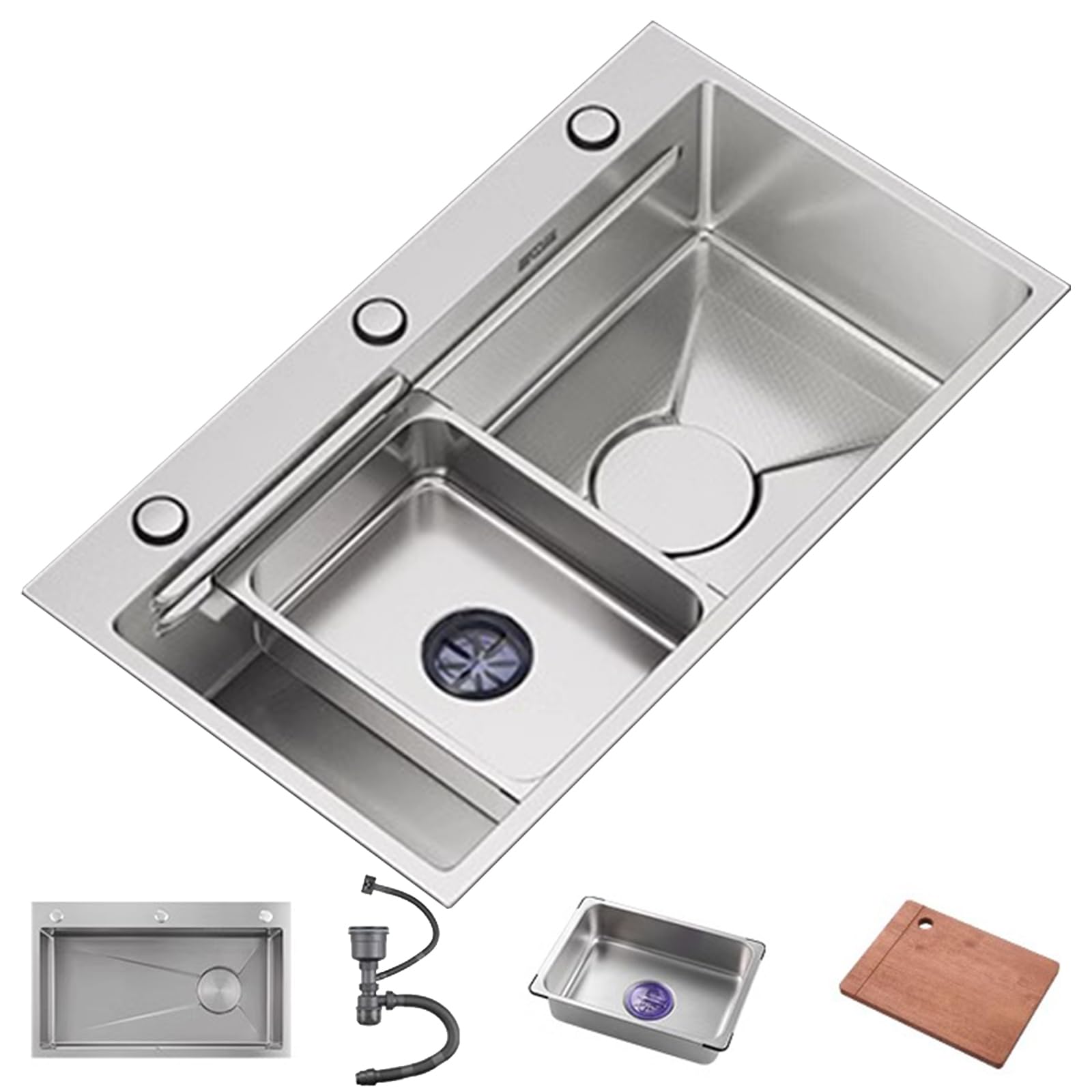 CSXSXAUO Stainless Steel Kitchen Sink - Modern Single Bowl Drop-In Utility Sink, 304 for Kitchen, Restaurant, Bar, Laundry Room Work Station Design