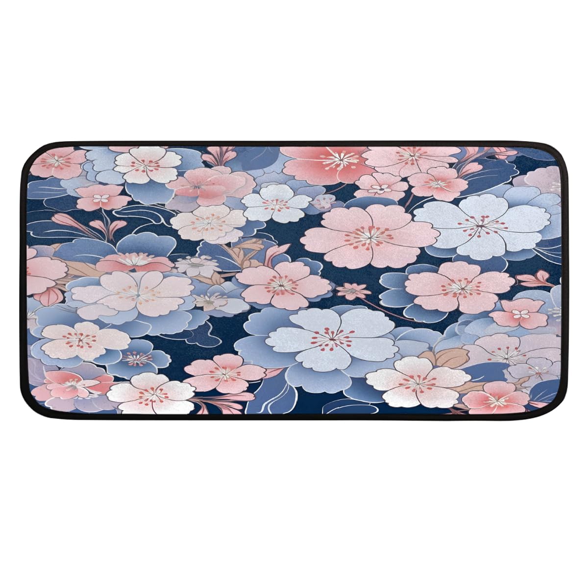 Tapis de cuisine japonais 99x51cm motif fleurs de cerisier rose