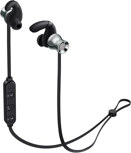 AUKEY Cuffie Bluetooth Wireless Sport Auricolare Magnetiche Metallico Stereo con Microfono  per iPhone  LG  Samsung  Sony  Huawei altri Smartphone  Grigio 