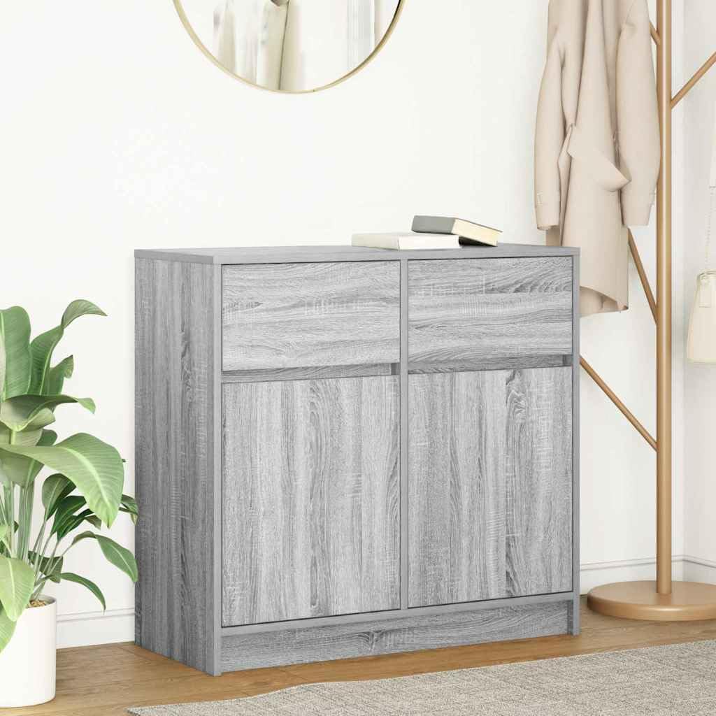 Credenza grigio Sonoma, 80 x 34 x 76 cm, in legno