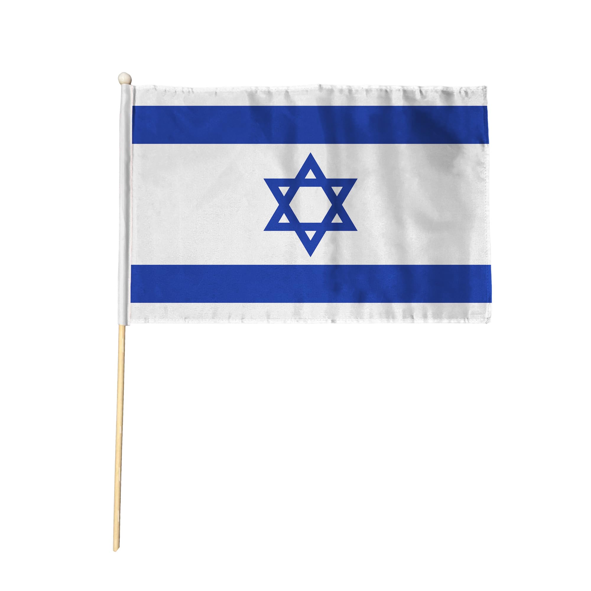 Flagtex Israel Pack of 12 Hand Waving Flag (9x6 Inch) - Premium Wooden Stick Hand Flag 9x6 Inch Natural Wood Pole Israeli National Flag Events Parades Celebrations International Sports — image 1