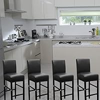 Vista 2 de HFCNMY Fundas para taburetes de bar, paquete de 2 fundas elásticas impermeables de PU para taburetes de bar con respaldo, fundas para sillas