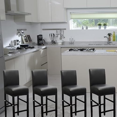 Miniatura 2 de HFCNMY Fundas para taburetes de bar, paquete de 2 fundas elásticas impermeables de PU para taburetes de bar con respaldo, fundas para sillas de