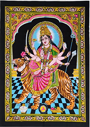 Poster Ma Durga en coton cadeau spirituel tenture hindoue sans cadre Purpledip
