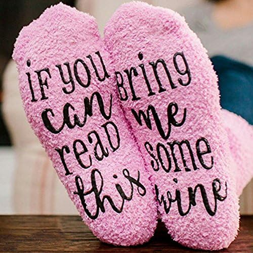 Esoes Luxury Soft Winter Warm Cotton If You Can Read This Bring Me Some Wine Socks, Christmas Socks Funny Casual Socks With Cupcake Gift Wrap For Men Women Girl