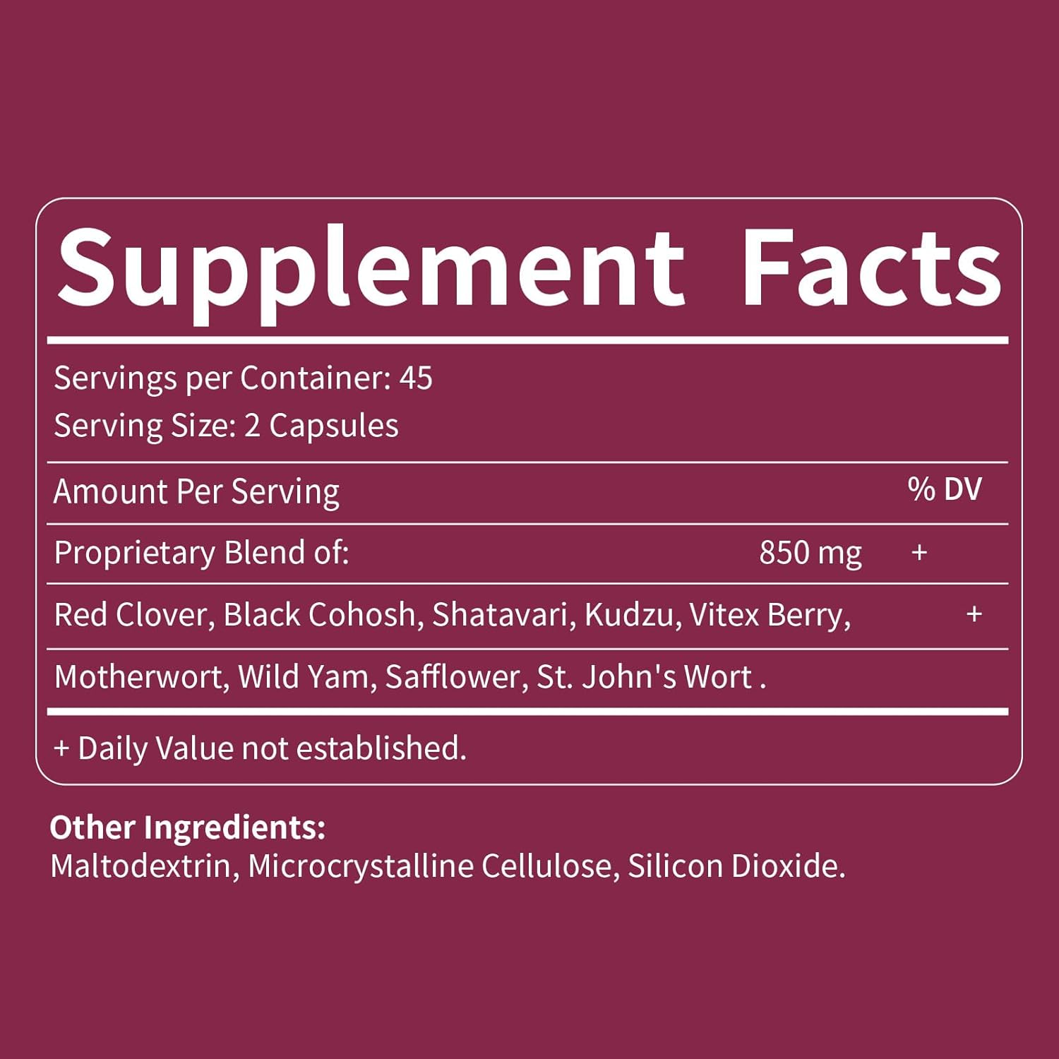 Red Clover Herb Extract Capsules for Women, Menopause Relief Supplements with Black Cohosh Wild Yam Natural Extract. 90 Count - Image 8