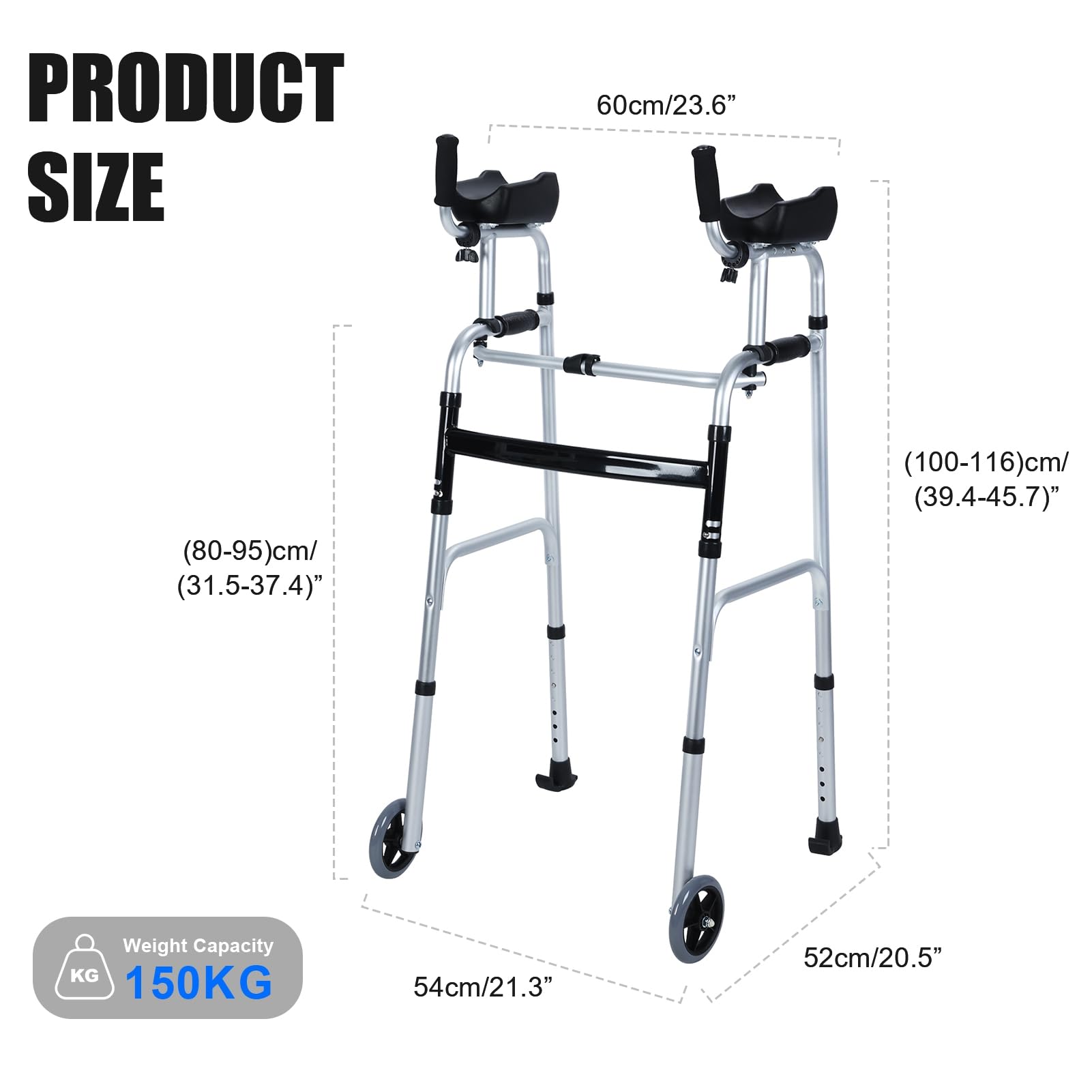 Andador vertical plegable con apoyabrazos para personas mayores, resistente, para personas mayores, discapacitados y discapacitados 1