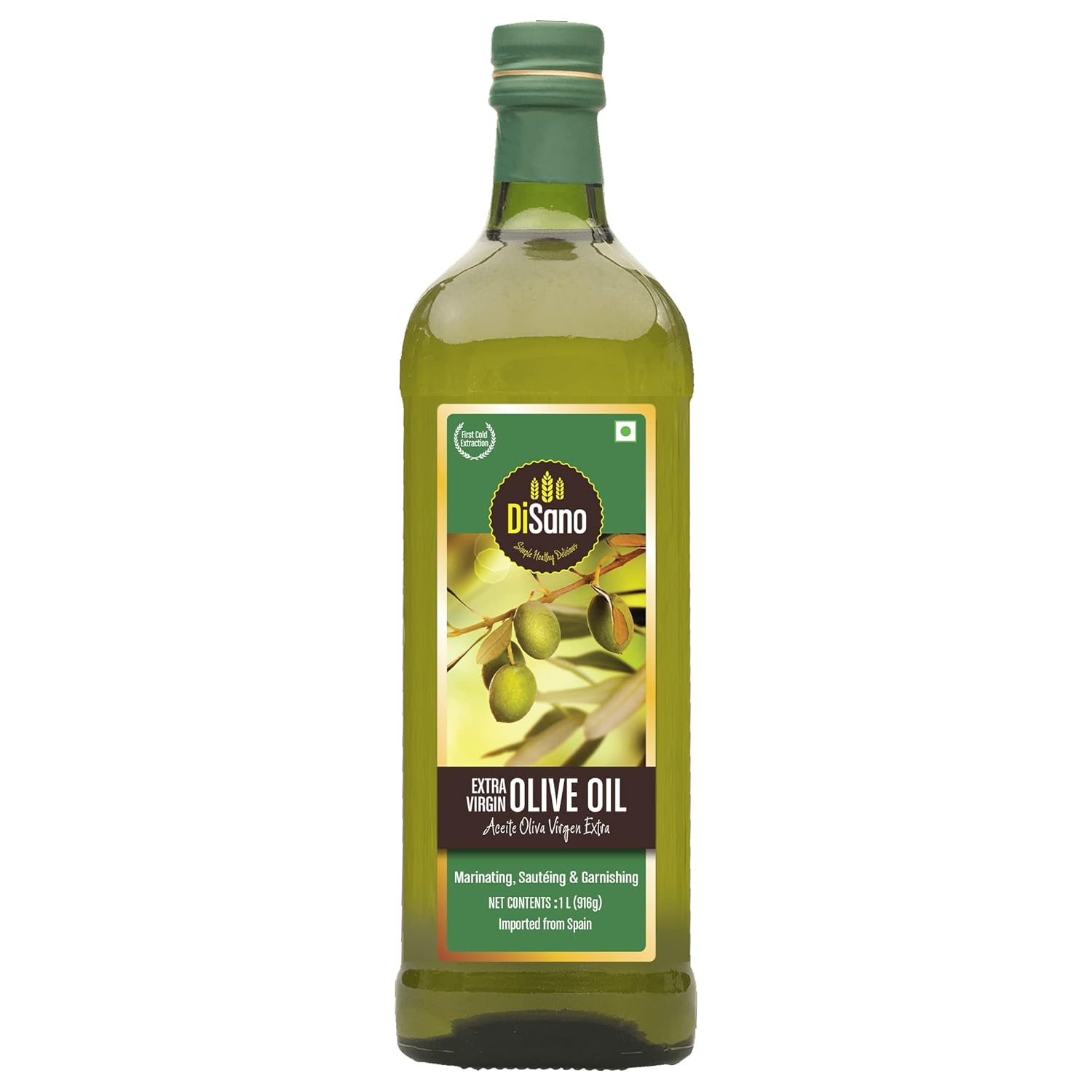DiSano Extra Virgin Olive oil,1 Ltr (Glass Bottle),First Cold Pressed