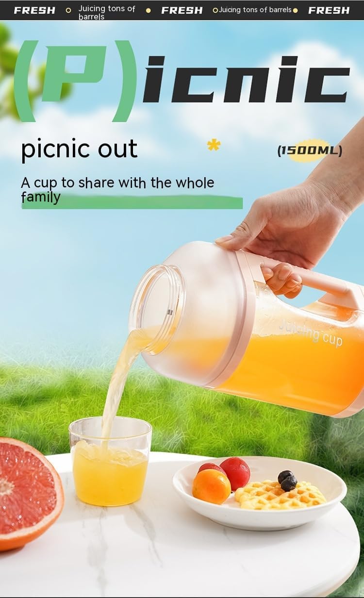 Portable Automatic Juicer, Small Multifunction Household Blender with Handle, Pink