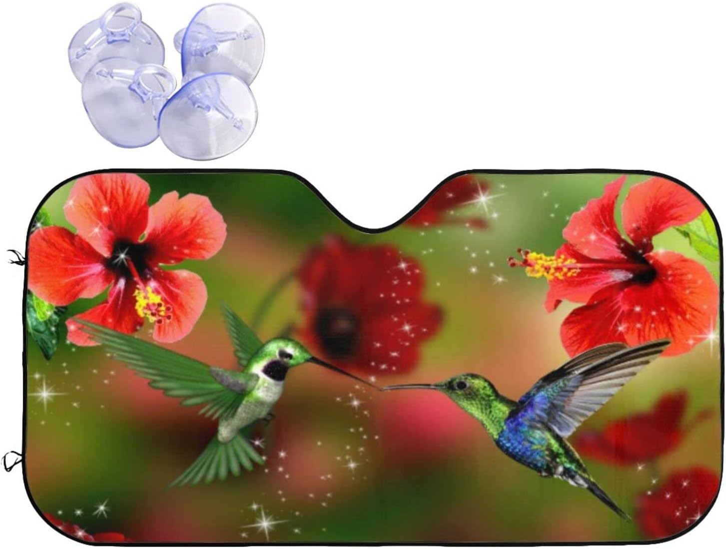 Flower Hummingbirds Love Windshield Sunshade for Car SUV Truck Foldable Uv Ray Reflector Front Window Sun Shade Visor Shield Cover