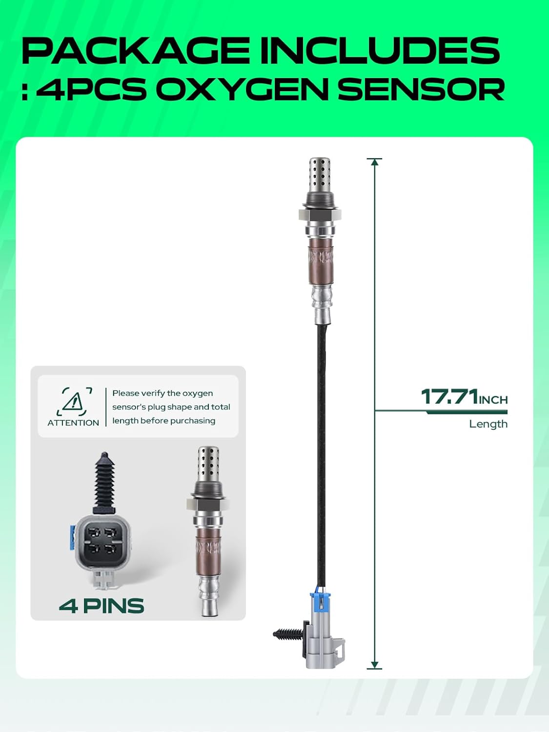 YHTAUTO 4PCS Upstream and Downstream Oxygen Sensor Fits Chevrolet, GMC & Cadillac, Silverado 1500 2004-2005, Tahoe/Sierra 1500 2003-2005, Suburban/Yukon XL 1500 2003-2004, Escalade 2005, V8 5.3L
