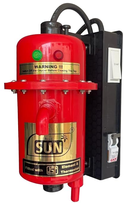 Abirami SUN Switch and MCB Model Instant Water Heater Geyser - 1L | Shockproof and Heat Resistant |ISI Certified | 40% Energy Saving | Copper Heating Element and Thermostat (3kW)