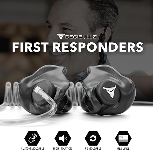 Miniatura 8 de Decibullz Juego de Auriculares de Radio de Seguridad Moldeados a Medida, Termoajustables Diseñados para Radios de Tubo Acústico Claras, Aislamiento
