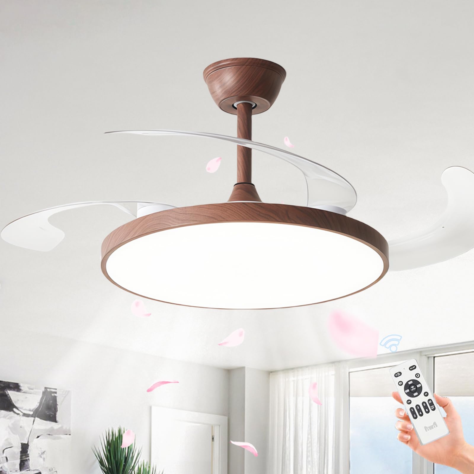 Ventilateur de plafond pour chambre et salon avec éclairage LED