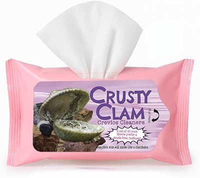 Crusty Clam Wipes - Funny Moist Wipes for Women, Hilarious Gag Gift & Party Favor - Bachelorette Supplies, White Elephant Gifts, Stocking Stuffer Essential