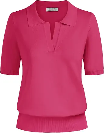 Women's Short Sleeve Classic V Neck Collared Casual Polo Sweater Tops