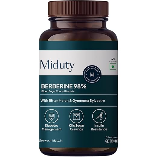 Miduty High Strength Berberine HCL 60 Capsules