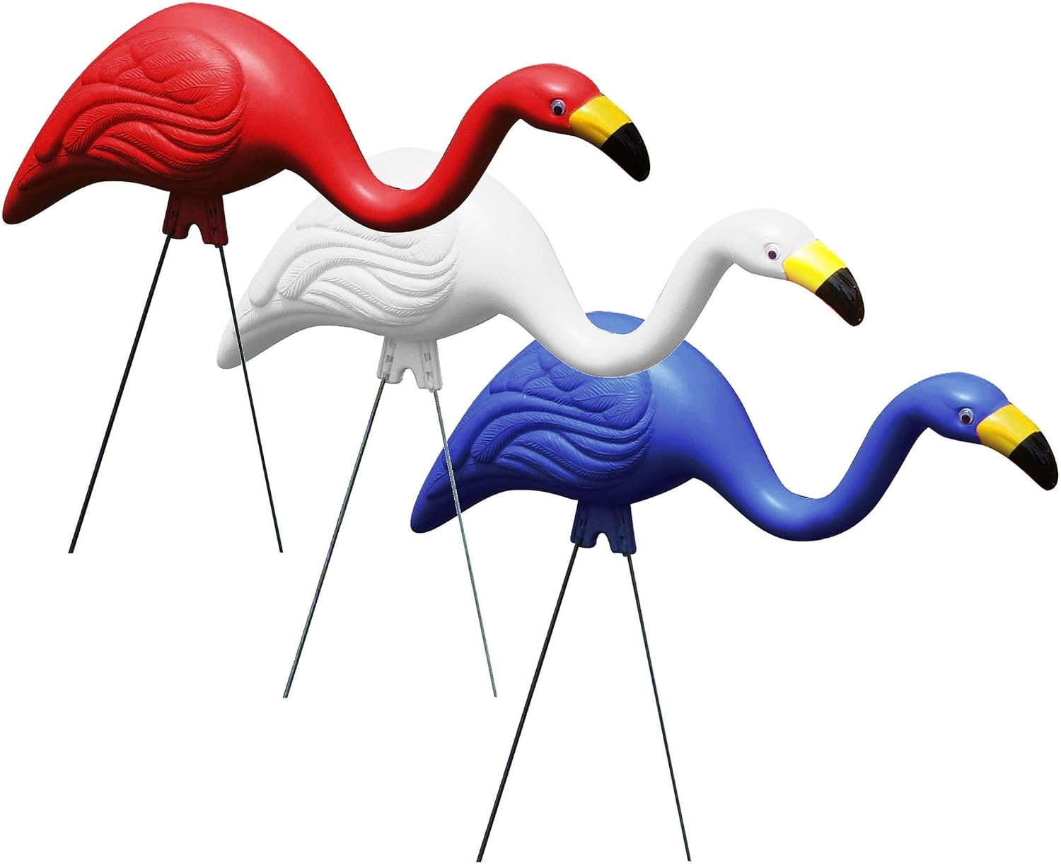 Bloem Red White & Blue American Mingo Flamingo Yard Stakes (Bulk G3-12), 12-Pack, 25"