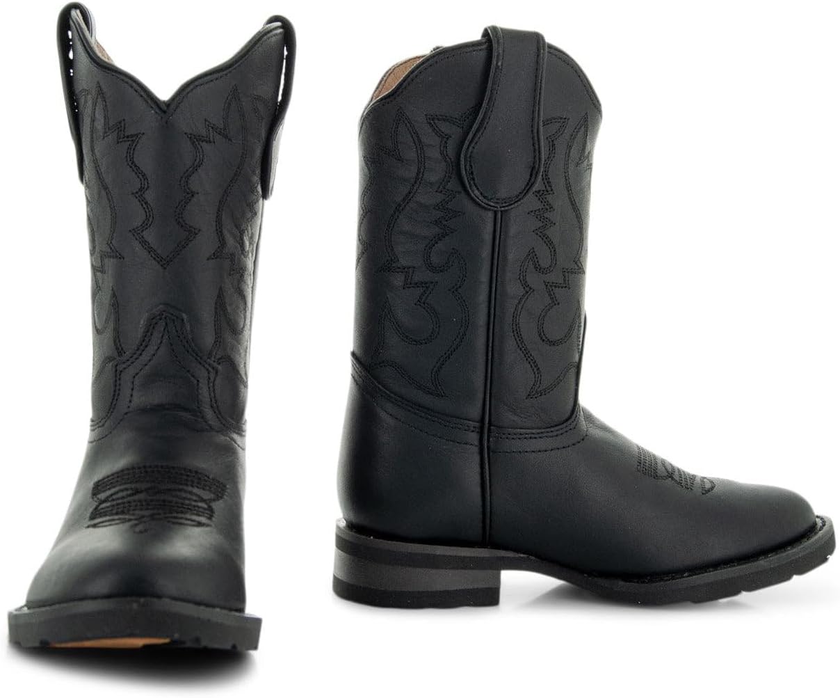 Soto Boots Kid's Round Toe Boots, Geniune Leather Kid's Cowboy Boots, Toddler Western Boots, K4004 (,)