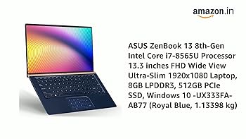 ASUS ZenBook 13 8th-Gen Intel Core i7-8565U Processor 13.3 inches