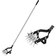 Garden Rotary Cultivator, 67-Inch Adjustable Handle, Sturdy Star Tines, 2-in-1 Weeding &amp; Tilling Hand Tiller, Ideal for Tilling Flower Beds, Planters, Vegetable Gardens Elevated Planter Beds