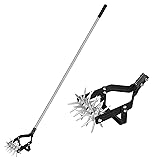 YEELOR Garden Rotary Cultivator, 67-Inch Adjustable Handle, Sturdy Star Tines, 2-in-1 Weeding & Tilling Hand Tiller, Ideal for Tilling Flower Beds, Planters, Vegetable Gardens Elevated Planter Beds