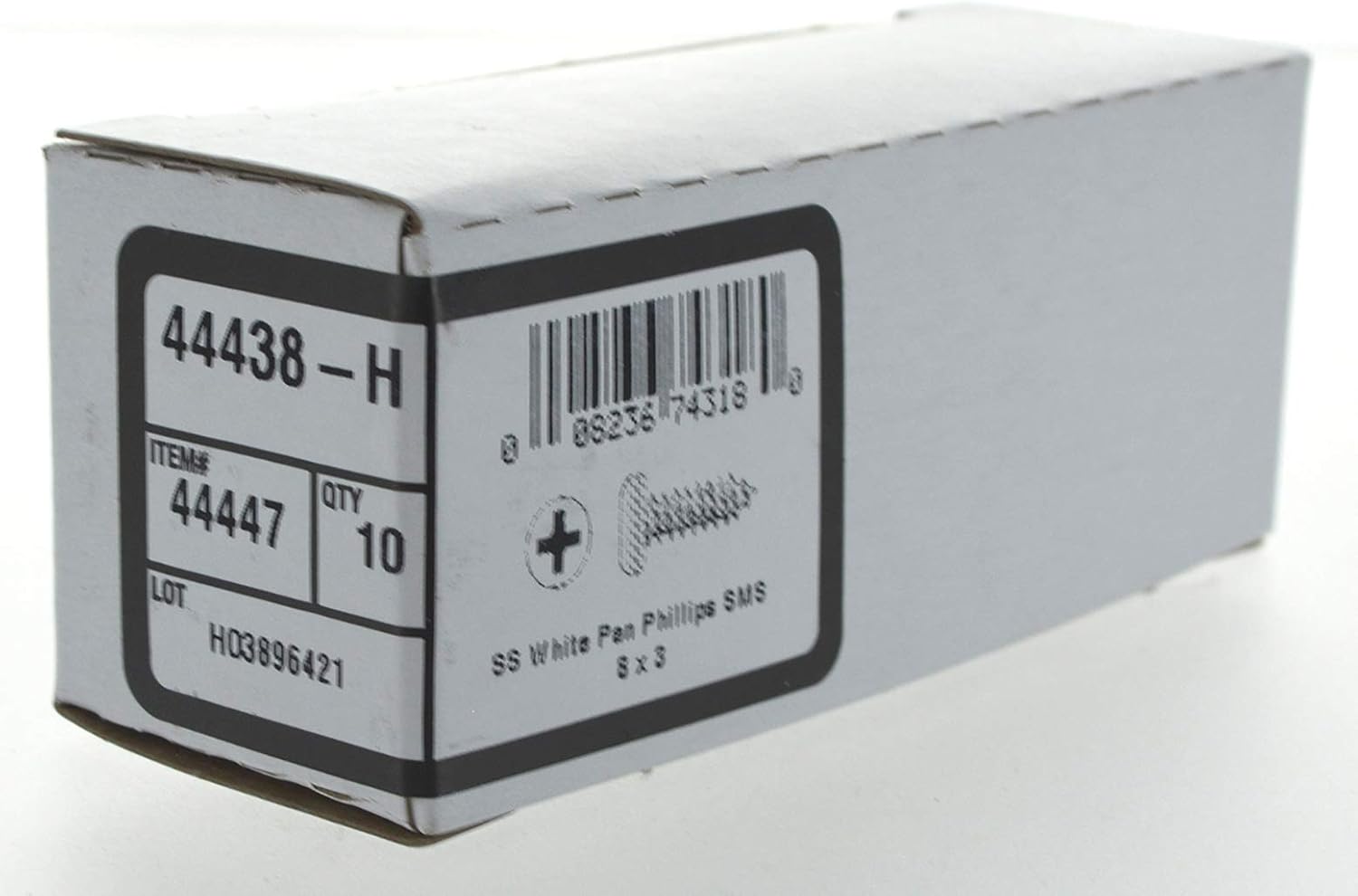 Hillman 44447 8 x 3-Inch White Pan Head Phillips Sheet Metal Screw, Stainless Steel, 10-Pack