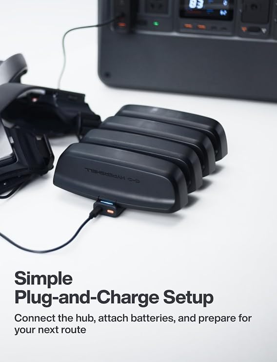 Hypershell 4-Port Charging Hub for X Series Batteries, Sequential Multi-Battery Charger, USB-C PD, 65W Input, LED Battery Indicators, 70g Portable Charging Hub