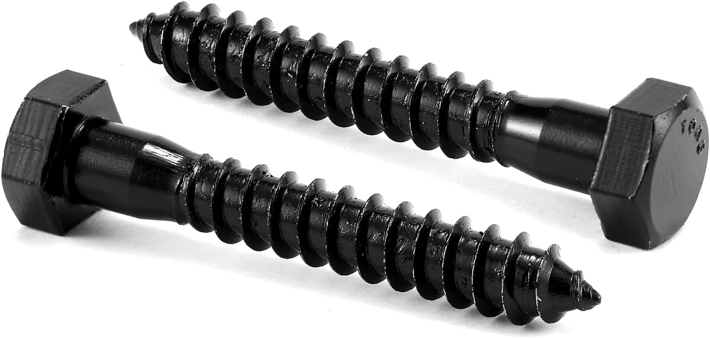 1/4" x 2" Hex Head Lag Screws Bolts 20Pcs 304 Stainless Steel 18-8, Partial Thread, Hexagon Head Wood Screws Black Oxide by SG TZH