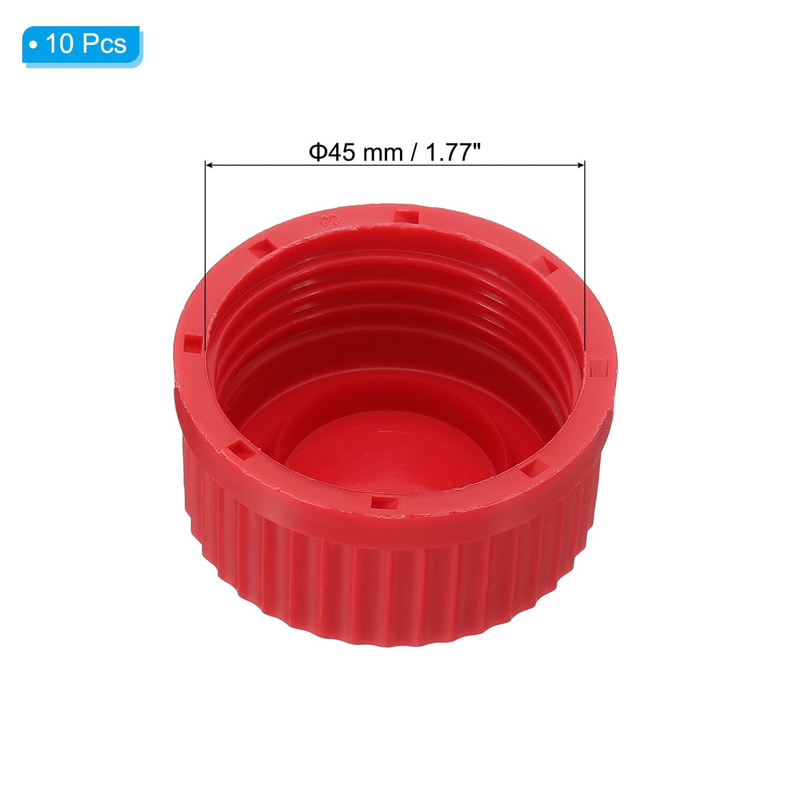PATIKIL 10 Pcs GL45 Screw Caps, 45mm Polypropylene Cover Seal Screw Cap Thread Media Bottles for GL45 Media Bottles Glass, Red — Amazon image 2