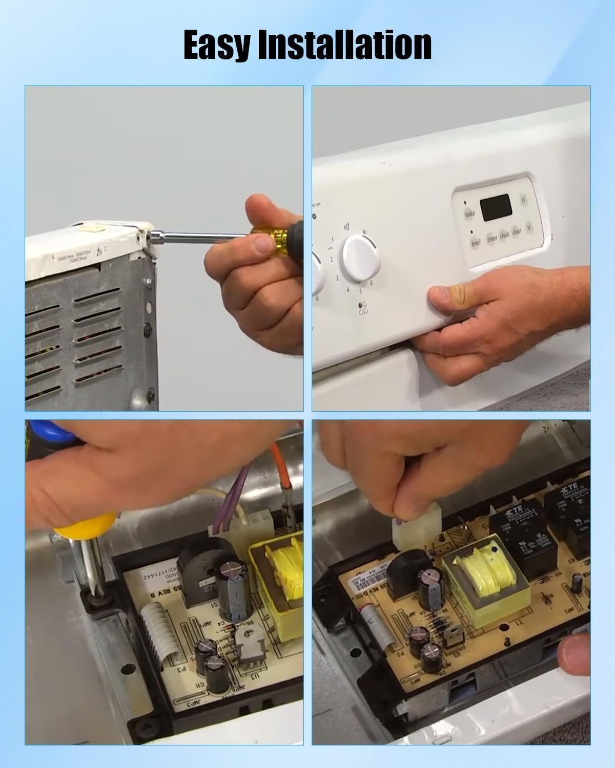 316455520 Range Oven Control Board Compatible with Frigidaire 7 Button Control Board Clock Replace 316455570 5304518661 Include Overlay