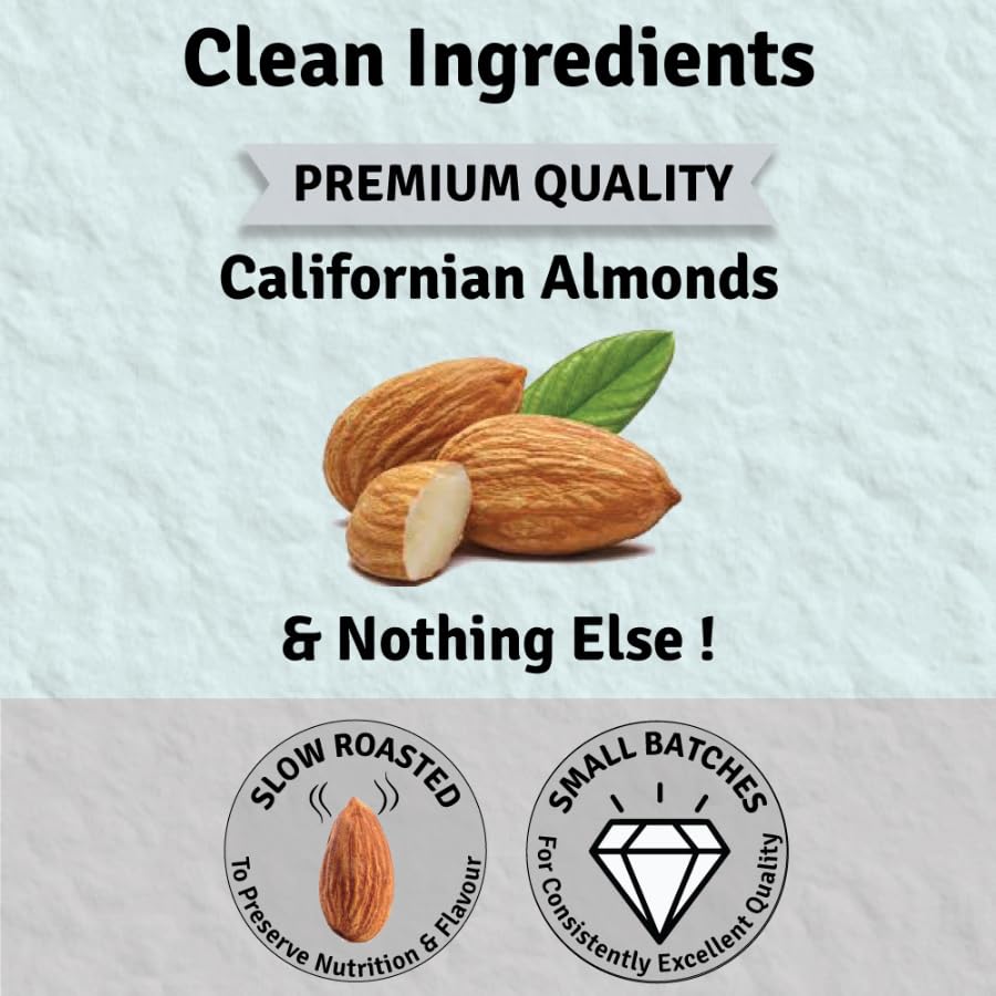 Image of Jus' Amazin Creamy Almond Butter - Unsweetened (500 g) Pack of 2 | 25% Protein | Only Whole Almonds (100% Pure) | Zero Additives | Keto | Plant Based Nutrition | Clean Nutrition