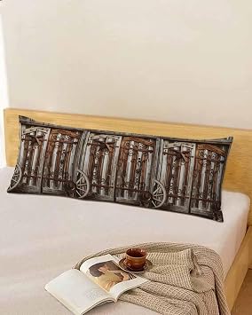 Retro Brown Door Body Throw Pillow Covers 20x54 Inches, Rectangle Decorative Pillowcase with Zipper, Farmhouse Vintage Wooden Door Pillow Sham Cushion Case Protectors for Sofa Couch Car Bed
