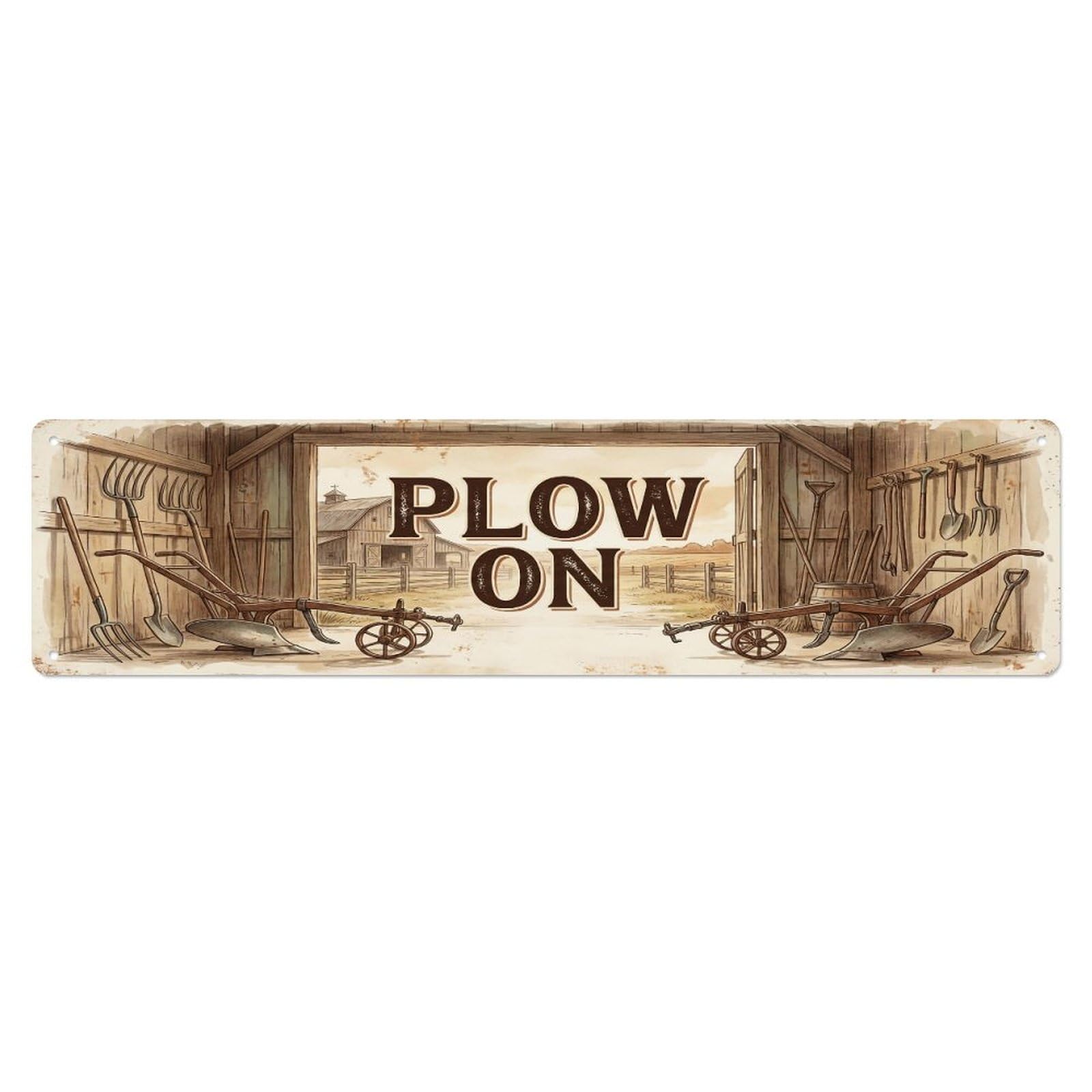 Vintage Shed Plow Farmhouse Funny Tool Backyard Farm Metal Tin Sign Plaque Wall Decor for Cafe, Club, Garden Metal Poster 4x16Inch