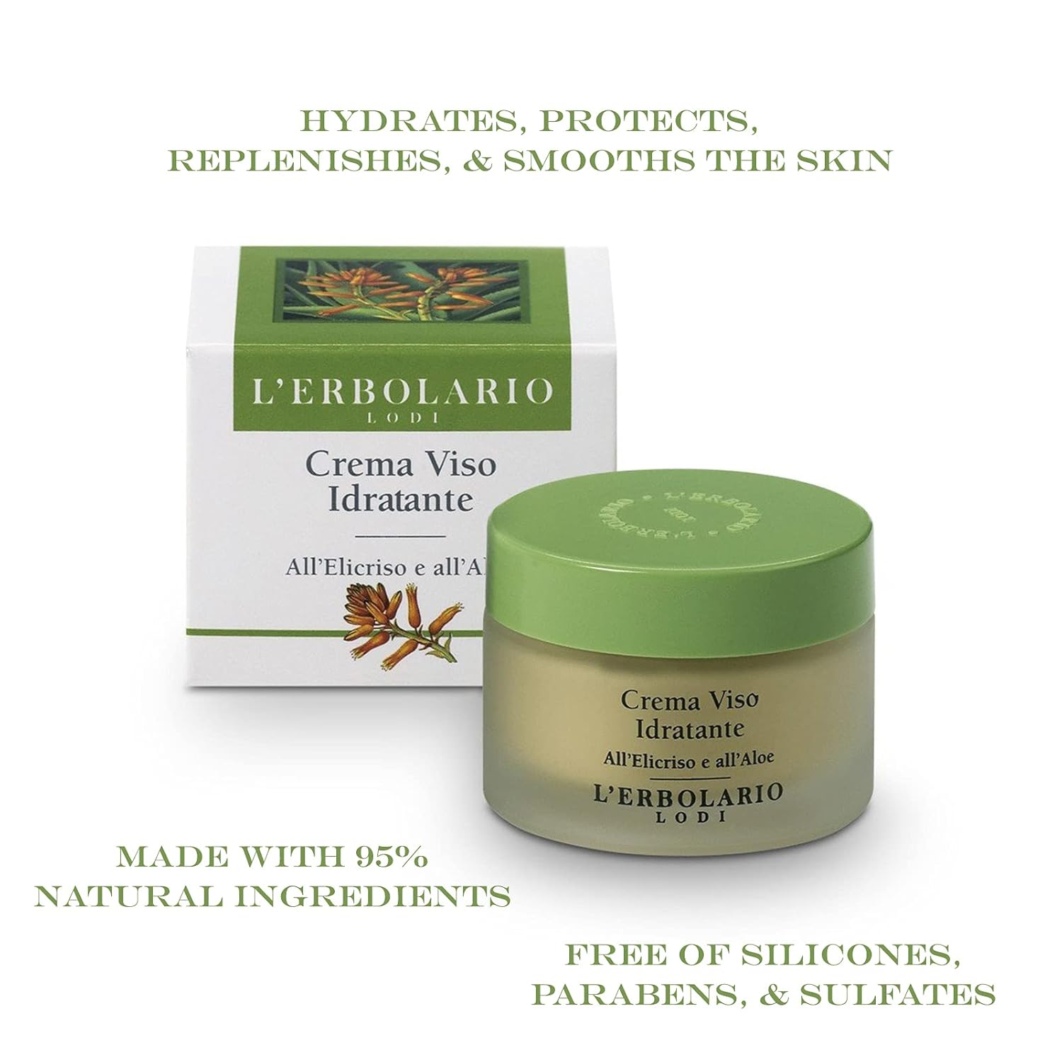 L'Erbolario Moisturizing Face Cream - Hydrating, Nourishing Face Moisturizer - Non-Greasy Daily Facial Moisturizer - Ideal Base for Makeup - 1.6 oz