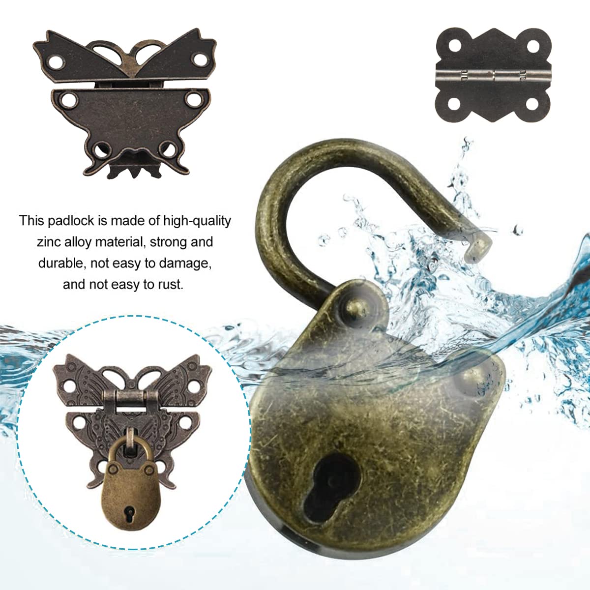 12 Pezzi Lucchetti A Farfalla Vintage Con Orso | Serrature Retrò Con Chiave Per Valigie, Scrigni E Legno - Foto 11