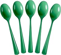 Vista 9 de Exquisite Cucharas de plástico naranja, 50 piezas, cucharas naranjas, utensilios desechables, juego de cubiertos de plástico resistente