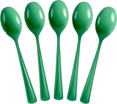 Exquisite Emerald Green Plastic Spoons Heavy Duty 50 Pcs Emerald Green