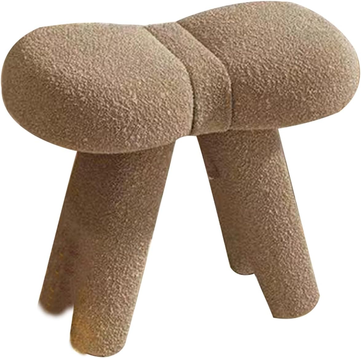 Cute Bow Dressing Stool, Soft and Comfortable Lambswool Stool, Home Shoe Stool, Footstool, Sofa Short Stool, Modern Bedroom Vanity Dressing Stool, Single Stool(Pink)