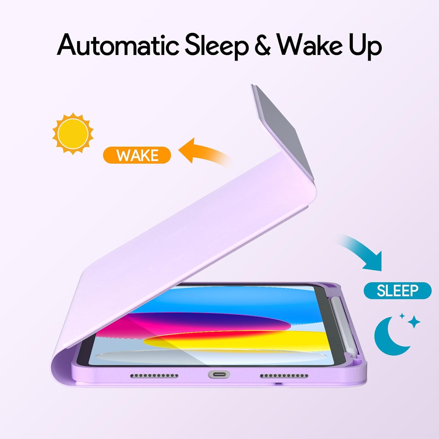 YBING Keyboard Case for iPad 10th Gen 10.9 inch(2022) & 11th Gen(A16, 2025), 7-Color Backlit Detachable Keypad & Rotatable Magnetic Case with Pencil Holder (Purple)