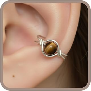 Gemstone Clip On Ear Cuff, Genuine Birthstones
